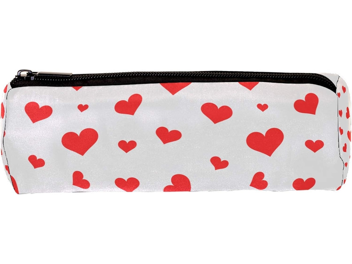Porta-lápis com estampa de coração, organizador de mesa, item essencial para escola e escrivaninha.