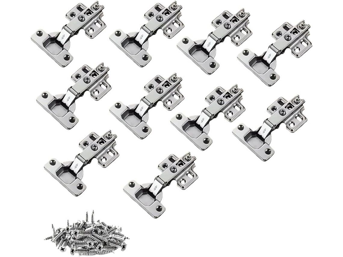 Conjunto De 10 Dobradiças Sobreposição Total Para Armários Com 60 Parafusos, Dobradiças Pivotantes De Metal Reforçadas