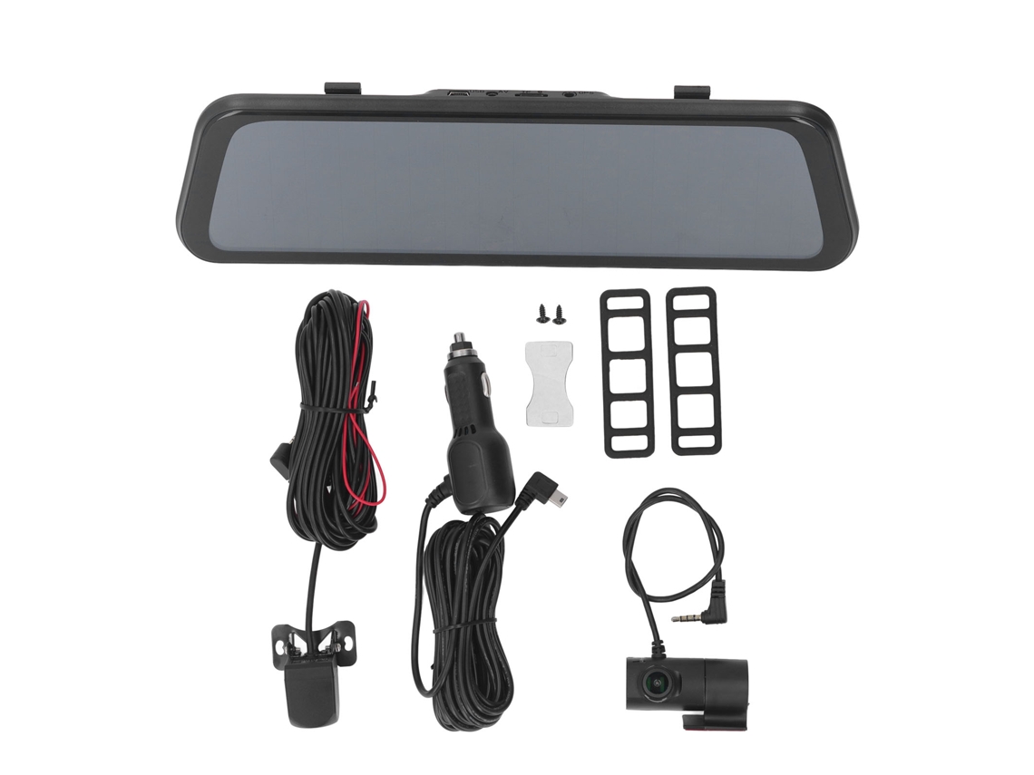 Câmara de Carro 3 Lentes Wifi 9.66 Polegadas Tela Tática Frontal Traseira Interior Gravção em Loop
