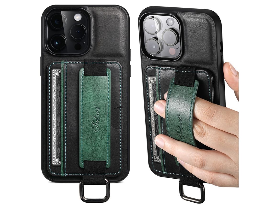 Capa De Couro Para Celular Com Compartimento Para Cartão Para Iphone11pro Preta E Azul
