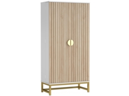 Armário De Cozinha Com 2 Portas E 12 Compartimentos Design Moderno Com 5 Prateleiras Ajustáveis Branco