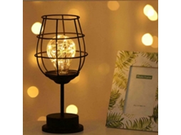 Rebe lâmpada de Mesa Decorativa Retrô com Jaula, Luz Noturna Estilo Taça de Vinho, Sem Fio Operada por Baterias para Quarto 1pc
