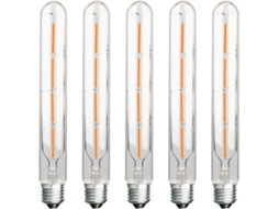 Rebe pacote de 5 Lâmpadas Led Filamento Edison, 4w, Equivalente a 40w, Base E27, Branco Quente 2700k, 400lm, Vidro Transparente