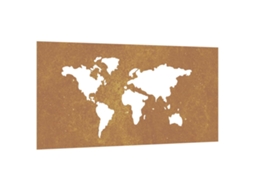 Decoração p/ muro jardim VIDAXL aço corten design mapa-múndi (105x55 cm)