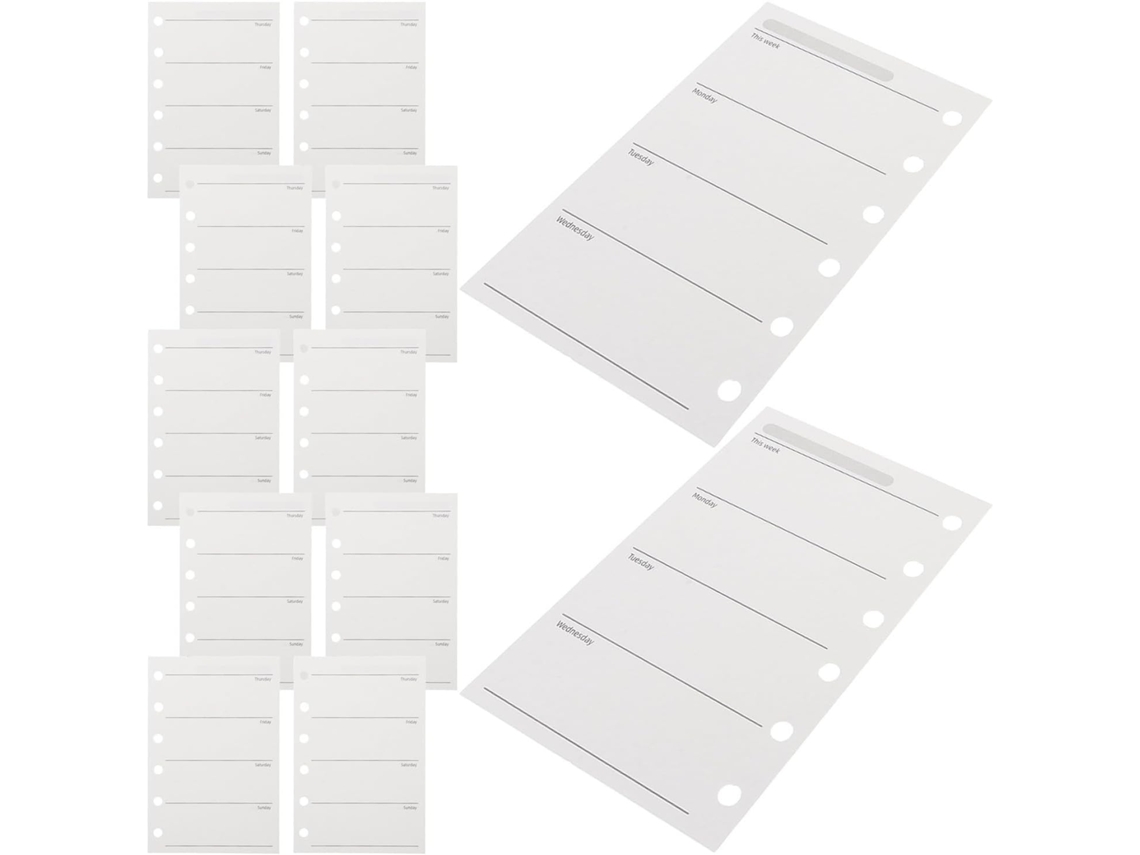 Encarts Hebdomadaires Papel Agenda Hebdomadaire 200pcs 120 G/m² 6 Peças 6 Anneaux 4,7 X 3,1 Bolsas Recarga