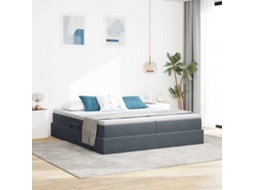 Vidaxl Cama Com Arrumação E Colchão Cinza Escuro 200 X 200 Cm Veludo