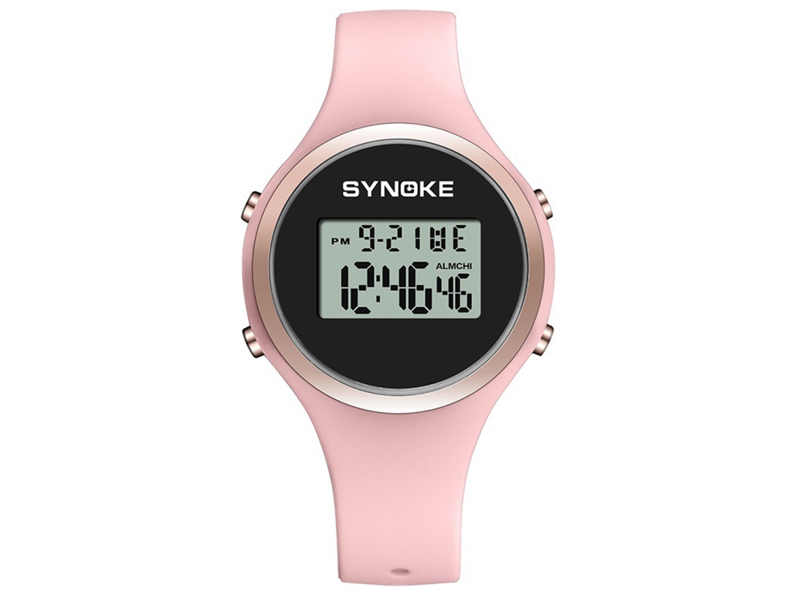 Relógio Digital Infantil Esportivo Synoke 9108 Rosa Resistente À Água com Luz e Pulseira Pu