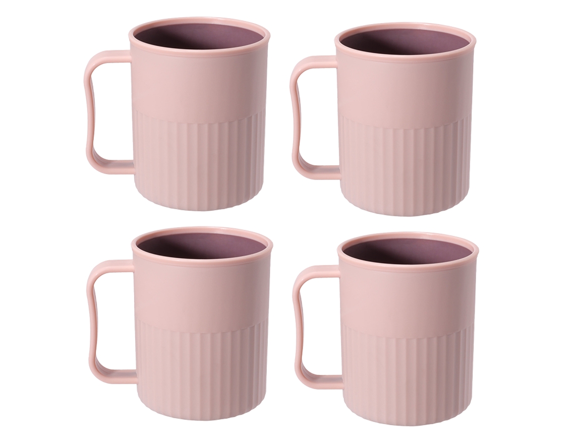 Conjunto De 4 Canecas Plástico Com Alças, Livres Bpa, Para Chá E Café. Aquaforge