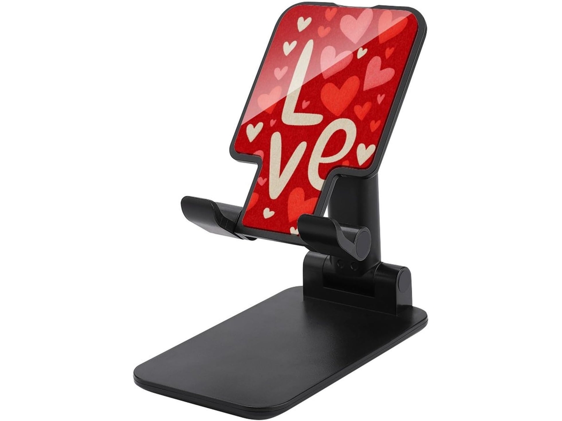 Suporte Dobrável E Ajustável Para Celular Com A Inscrição Palavra Amor Corações Vermelhos Escritório