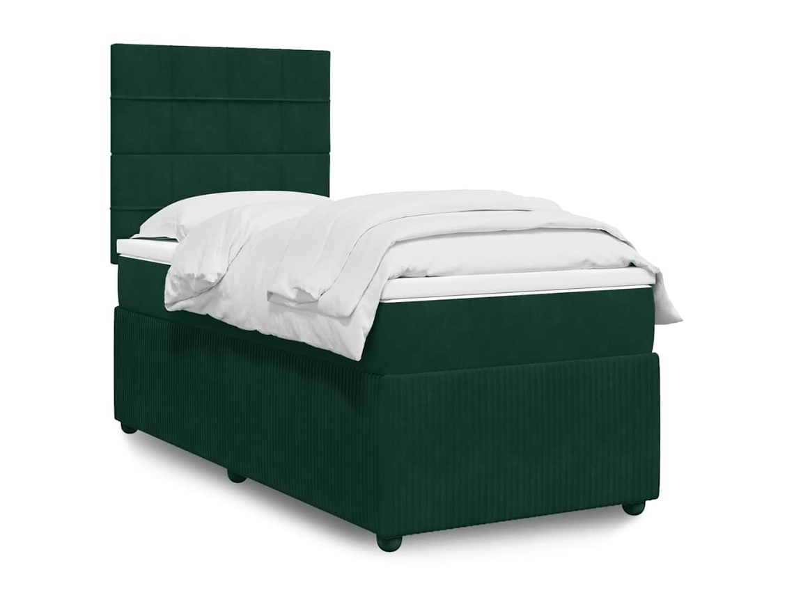 Vidaxl Cama Com Molas/colchão 80x200 Cm Veludo Verde-escuro