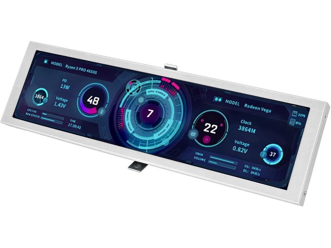 Monitor De Computador De 9 Polegadas (22,8 Cm) Com Moldura De Alumínio, Subtela De 480 X 1920, Amplo Ângulo De Visão, Usb