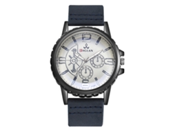 Relógio de quartzo masculino com pulseira de PU, estilo casual e elegante, azul com pulso.