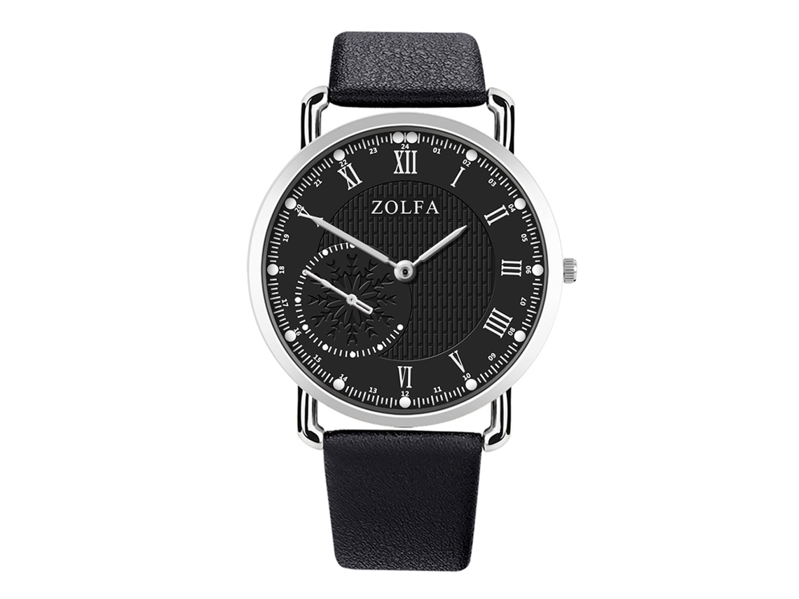 Relógio de Pulso Masculino Simples de Quartzo com Pulseira de Couro Pu Preto