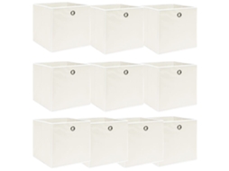 Vidaxl Caixas De Arrumação 10 Pcs 32x32x32 Cm Tecido Branco