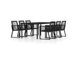 Dining Set, Dining Sets Vidaxl Preto Aço (mesa Com 200 Cm De Comprimento)