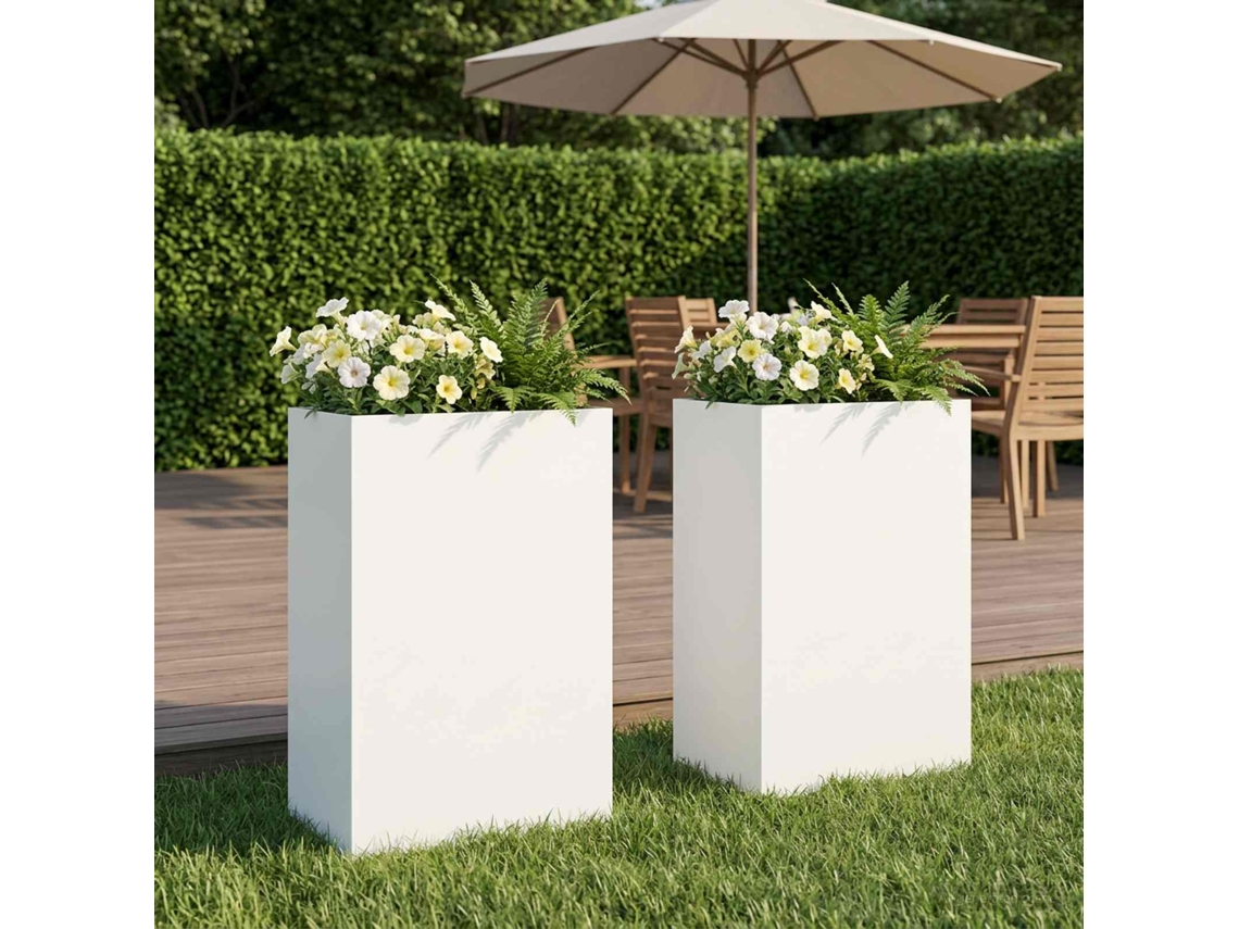 Vidaxl Vaso De Jardim 2 Unid. Branco 40 X 30 X 75 Cm