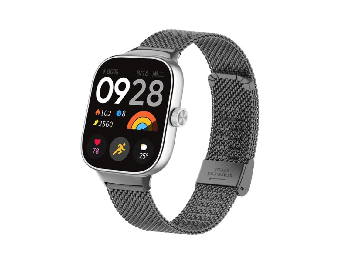 Bracelete para Xiaomi Band 9 Pro / 8 Pro Aço Inoxidável Fivela de Malha Fina Preta XIAOMOYU