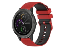 Lurelia Pulseira Garmin Vivoactive 3 20mm, De Silicone Xadrez Bicolor, Vermelha E Preta