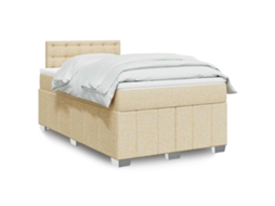 Vidaxl Cama Com Molas/colchão 120x200 Cm Tecido Cor Creme