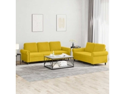 Vidaxl 2 Pcs Conjunto De Sofás Com Almofadões Veludo Amarelo