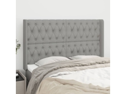 Vidaxl Cabeceira Cama C/ Abas Tecido 163x16x118/128 Cm Cinzento-claro