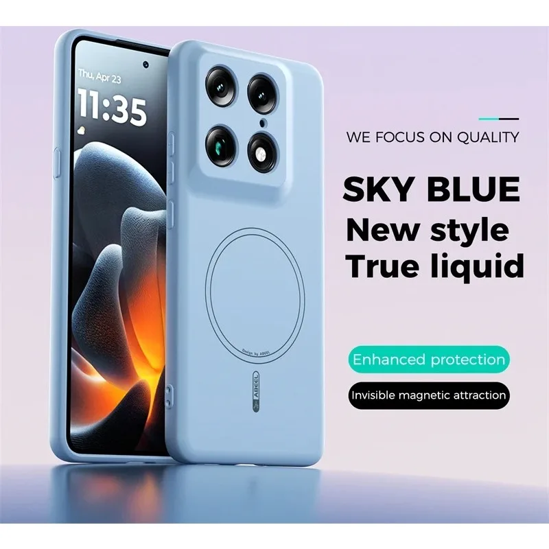 (azul Celeste, Motorola X70 Air Pro) Capa Protetora Magnética De Silicone Líquido, Compatível Com Magsafe, Capa Macia À Prova De Choque.