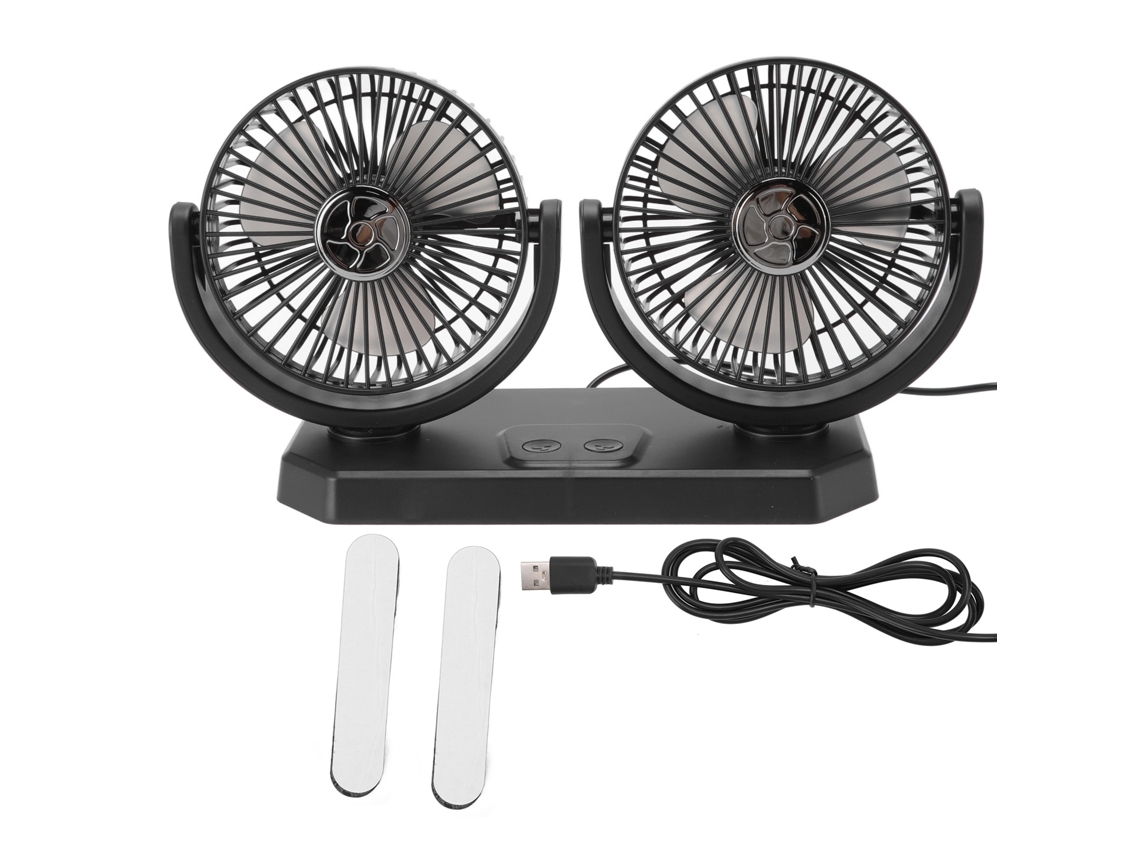 Ventilador Elétrico 12v Carro Duplo Cabeça 3 Velocidades Usb
