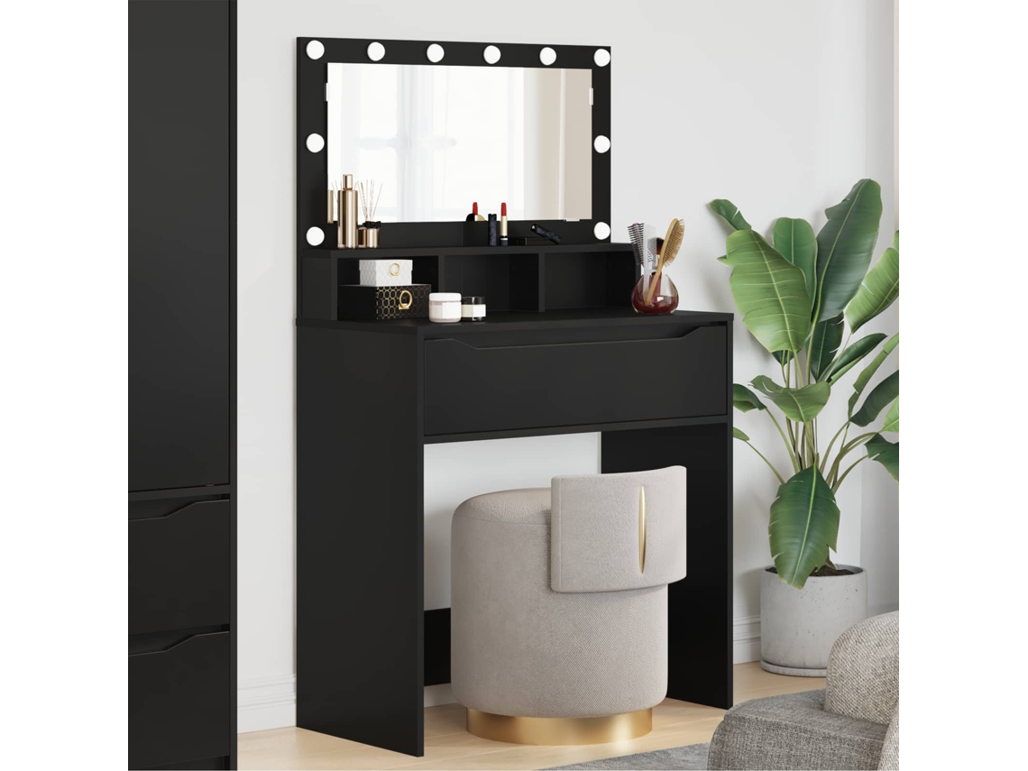Vidaxl Mesas De Maquiagem Para Quarto Preto 80 X 39,6 X 135 Cm