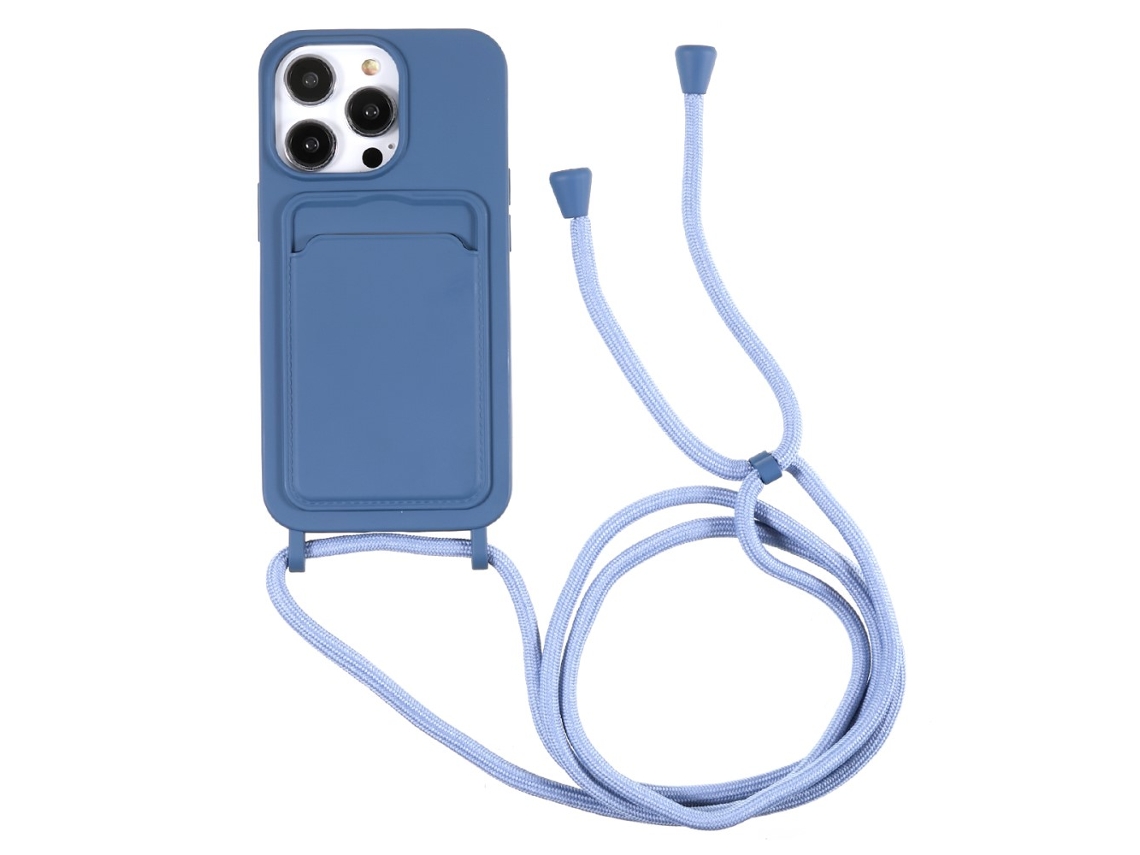 Suporte Casa Quedas Cartões Pega Para Iphone 14 Pro Max Silicone Anti-choque Azul