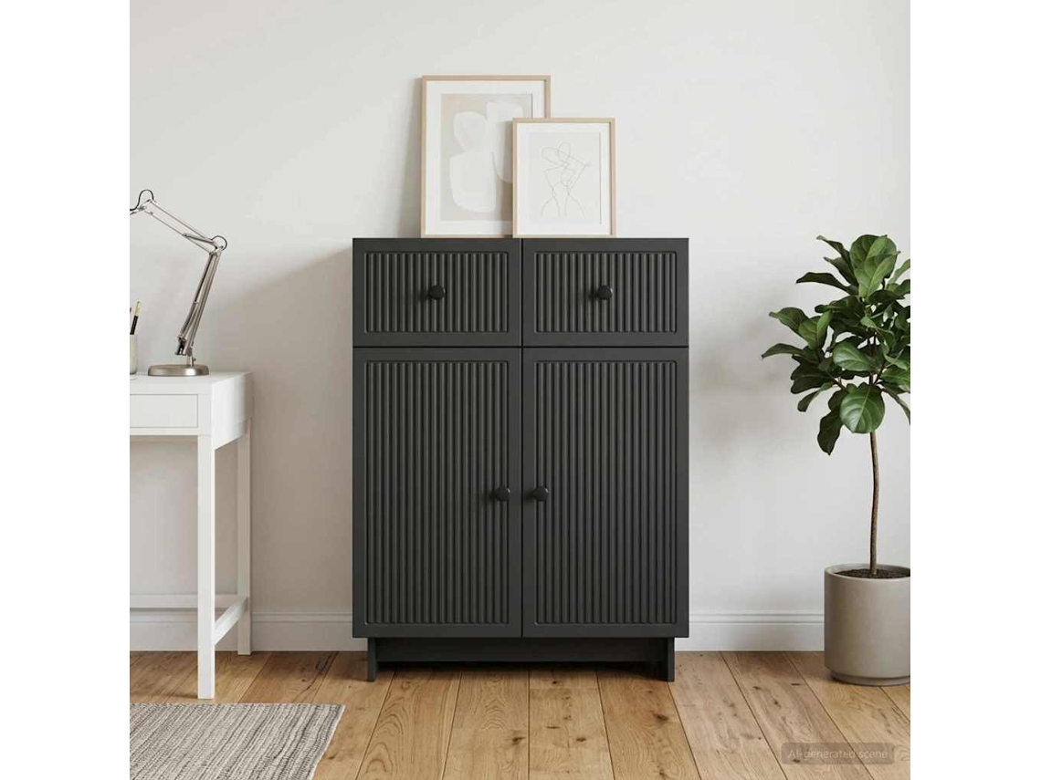 Vidaxl Buffet Com Gaveta Preto 66 X 34,5 X 90 Cm Derivados De Madeira