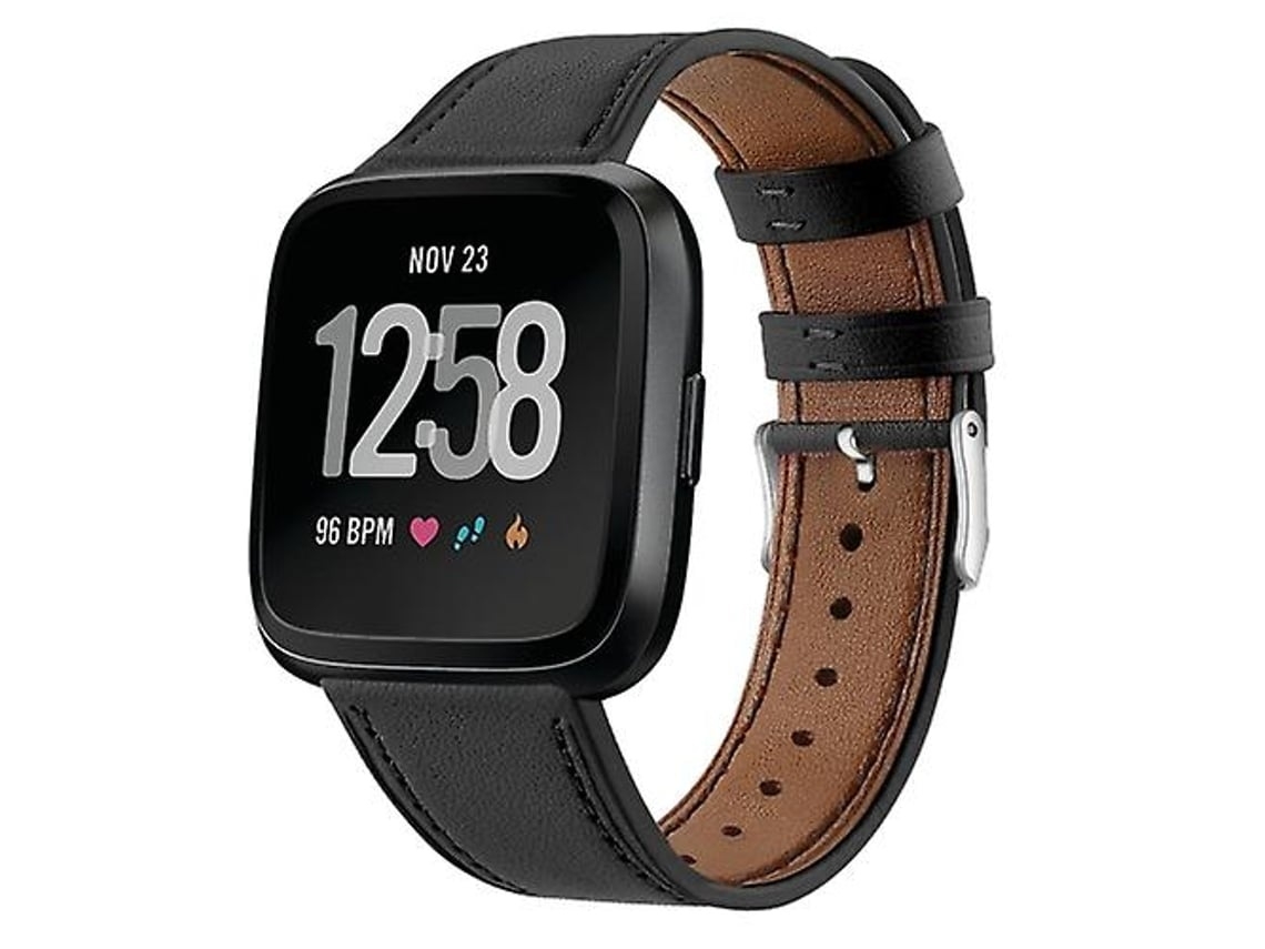Pulseira De Relógio Lurelia Para Fitbit Versa 2 / Fitbit Versa / Fitbit Versa Lite De Couro Com Fivela De Cauda Redonda Preta