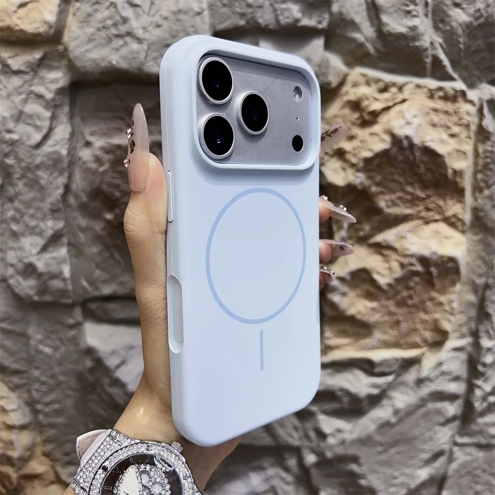 Capa Magnética Magsafe Para Iphone 17 Pro (azul), Feita De Silicone Líquido, Suave Ao Toque.