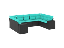 Conjunto de Sofá de Jardim, 5 Peças, Almofadas, Rattan Preto MAISON EXCLUSIVE