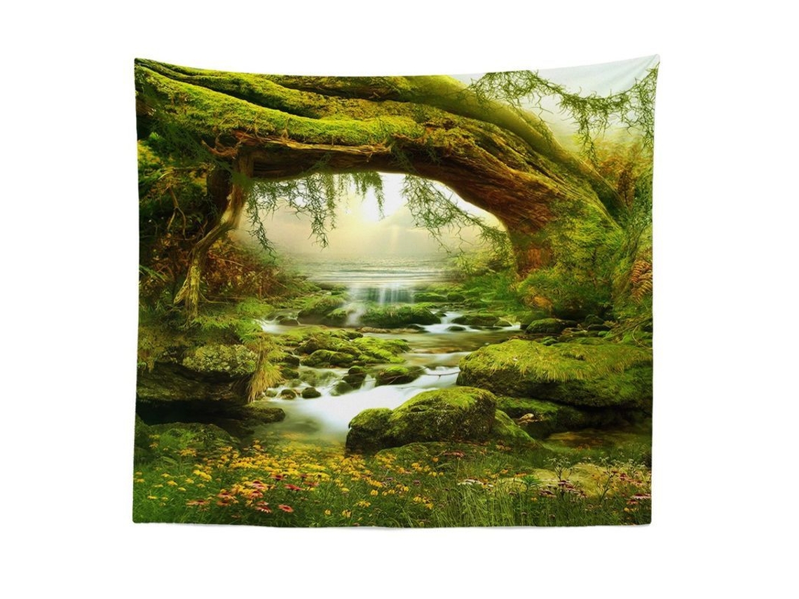 Tapiz De Bosque Verde Natural Pared Colgante Decoración Dormitorio Sala Arte Hogar