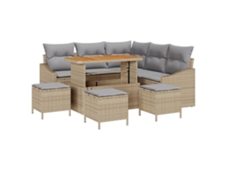 Conjunto 9 Sofá Exterior Vidaxl Bege Vime Pe (178.5 X 178.5 X 85 Cm)