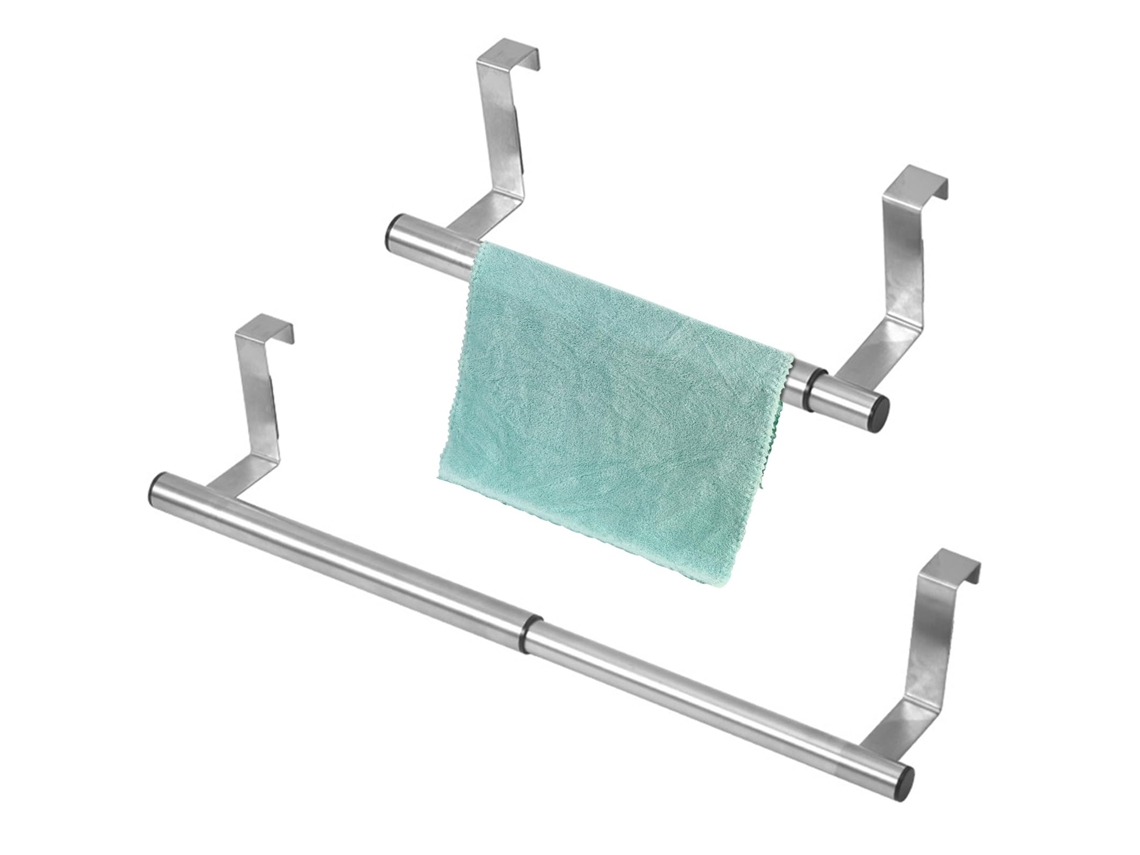 Toalheiro Retrátil De Aço Inoxidável, Porta Toalhas De Banheiro Sem Perfuração Ehstmind (barra Dupla De 40 Cm)