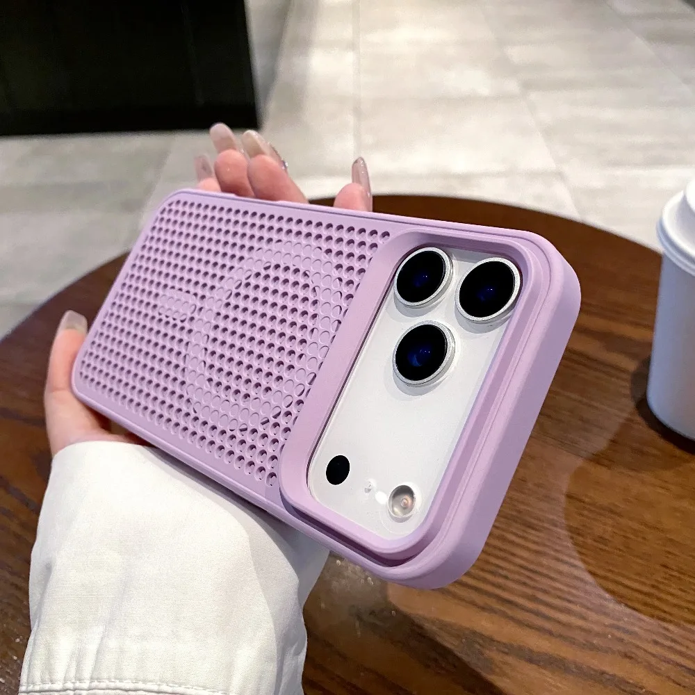 (roxo, Iphone 16 Plus) Capa Para Celular Com Design Em Malha Perfurada Para Dissipação De Calor, Compatível Com Magsafe.