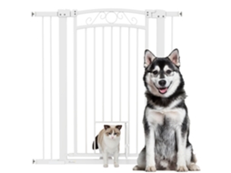 Cancel Ajustável Com Extensões E Passagem Para Gato, 76-104x106 Cm, Branco, Segurança E Praticidade