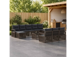 Vidaxl Conjunto De Sofá De Jardim 11 Pcs Cinzento Vime Pe