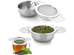 Conjunto De 2 Infusores Chá Pequenos Malha Fina Com Tigela, A Granel Em Aço Inoxidável, Filtro 7 Cm Diâmetro Extensões Aba Dupla, Aquaforge