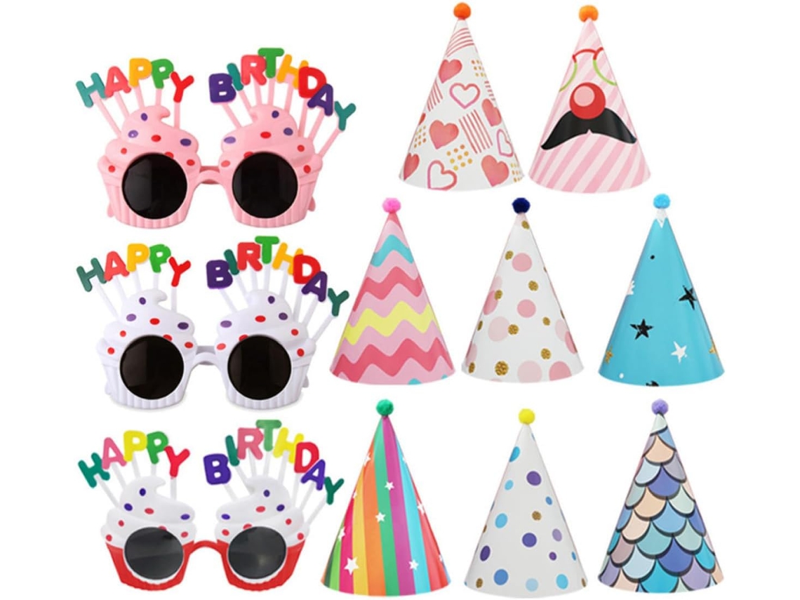 Conjunto De Óculos E Chapéu De Aniversário, Multicolorido