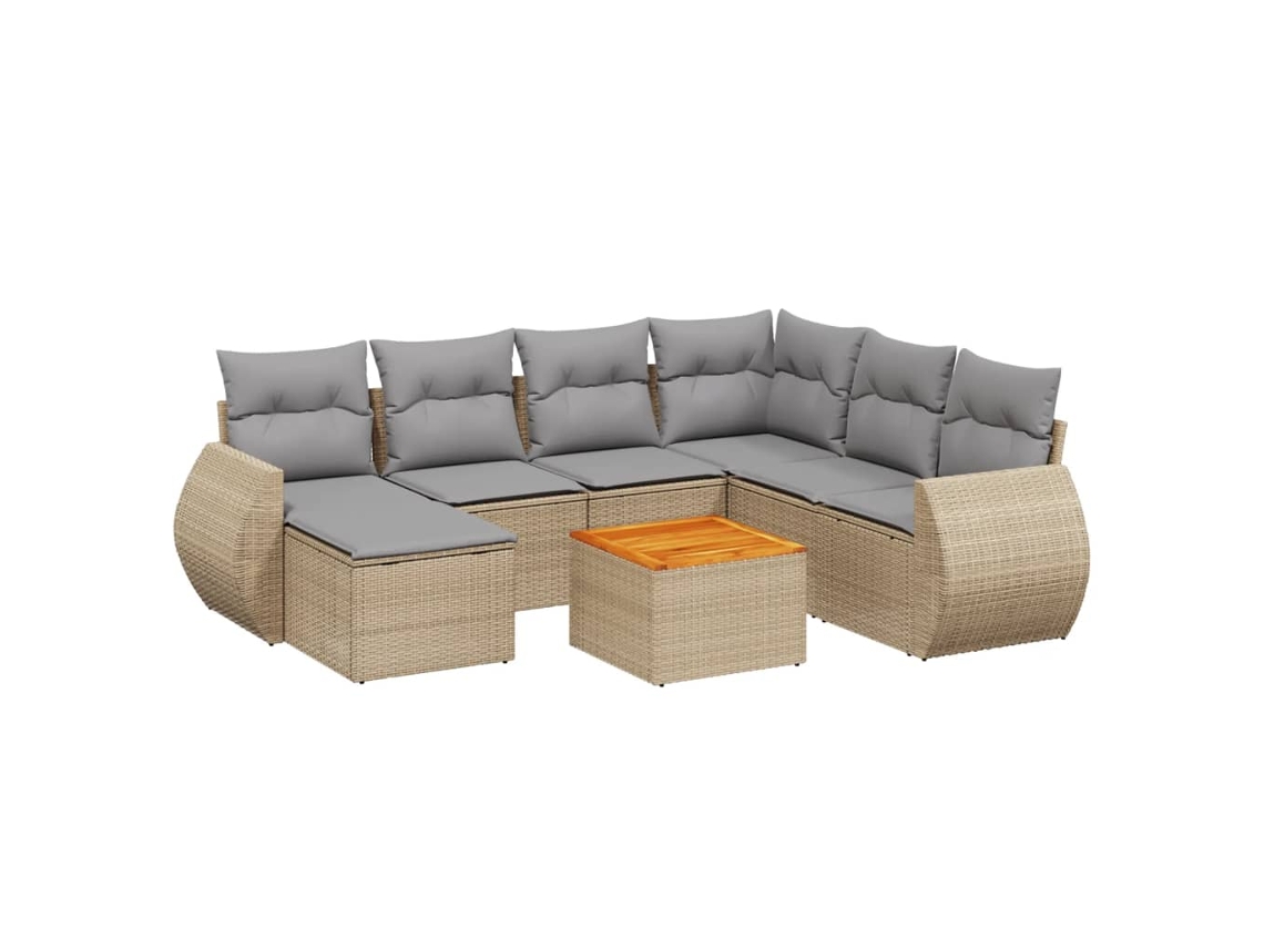 Conjunto de 8 Sofás para Jardim com Almofadões Vime Pe Bege MAISON EXCLUSIVE (8 pcs)