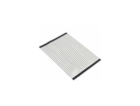 Escorredor de pratos dobrável para pia em aço inoxidável com revestimento de silicone 47x38 cm preto Yyv