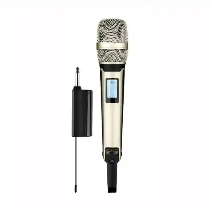 Microfone Dinâmico Sem Fio UHF Profissional MDUG (dourado)