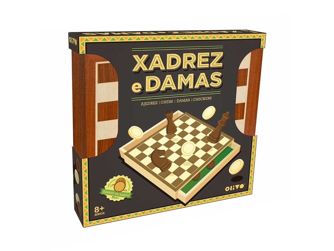 Jogo de Xadrez OLIVO e Damas (Idade Mínima Recomendada: 8 anos)