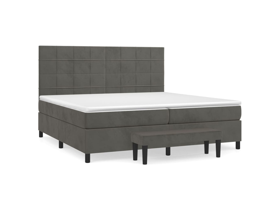 Cama com Molas e Colchão Veludo Cinzento Escuro MAISON EXCLUSIVE (200x200 cm)