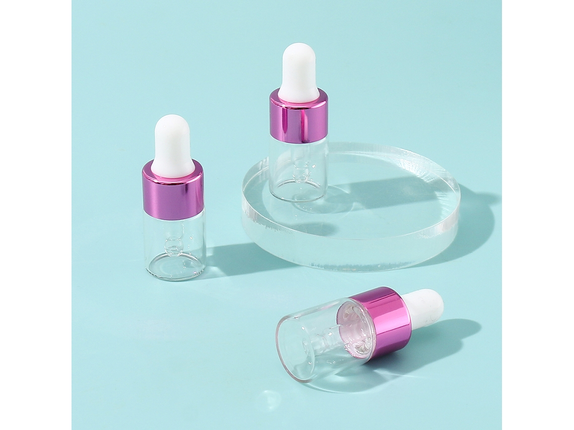 3 Mini Frascos Conta gotas de Vidro de 2ml, Ecológicos e Reutilizáveis MDUG (rosa)