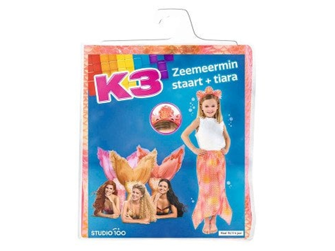 Conjunto De Fantasia Studio 100 K3 Com Cauda De Sereia E Tiara, Tamanho 116, Rosa.