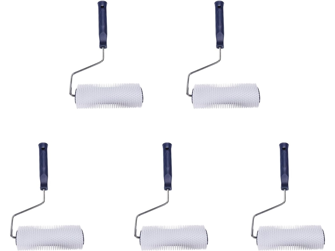 Conjunto De 5 Rolos Com Cabo De Plástico Pontiagudo De 7 Polegadas