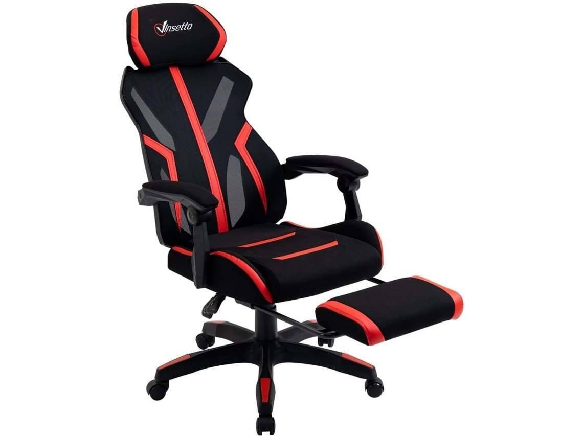 Cadeira de Escritório Espuma, Nylon, PP, Poliéster e PU Preto e Vermelho 65cm x 65cm x 129cm VINSETTO (Outlet Grade A)